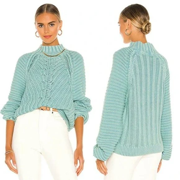 Free People Sweaters - Free People Sweetheart Women's Sweater Ocean Pearl Blue Size: Medium NWT